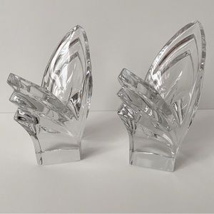 Set of two Mikasa Deco Crystal Candleholders. Five inches high